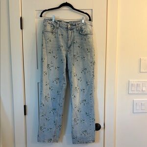 Wild Fable Light Wash Jeans with Green Floral Detail